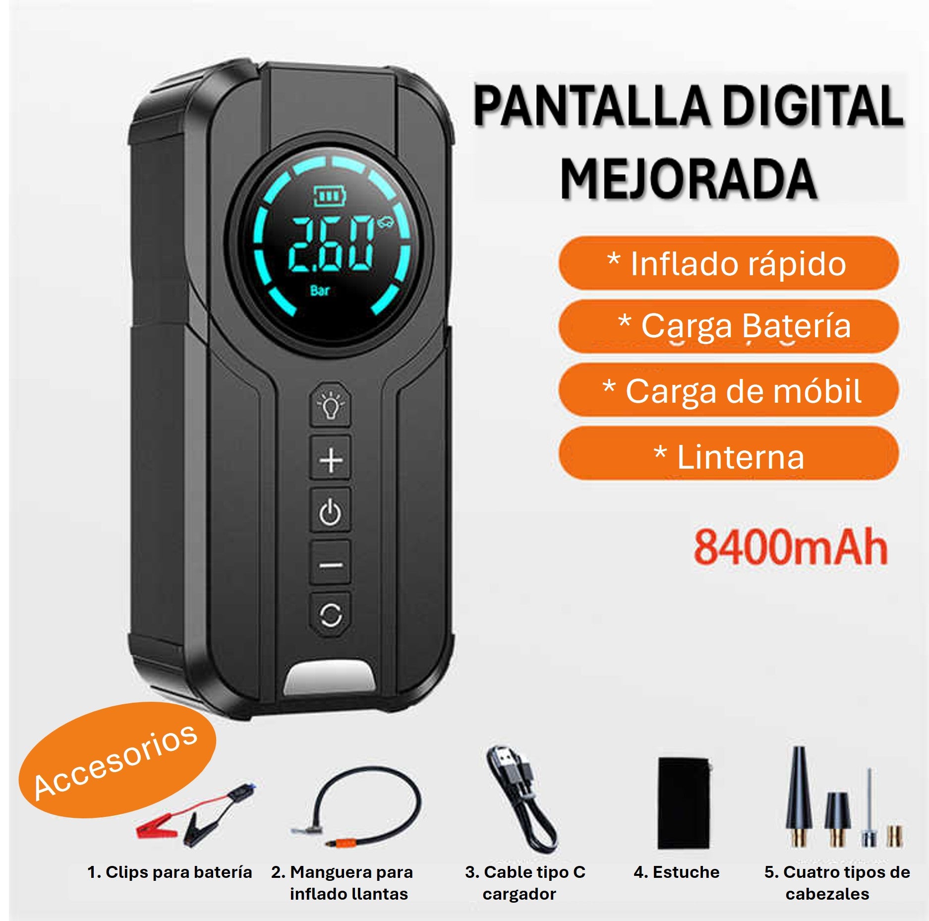 POWER PRO - Equipo de asistencia para carros 4 en 1
